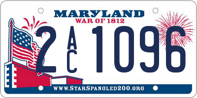MD license plate 2AC1096