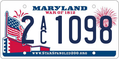 MD license plate 2AC1098