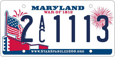 MD license plate 2AC1113
