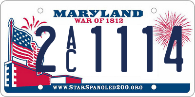 MD license plate 2AC1114