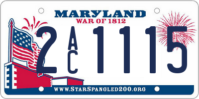 MD license plate 2AC1115