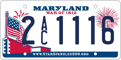 MD license plate 2AC1116
