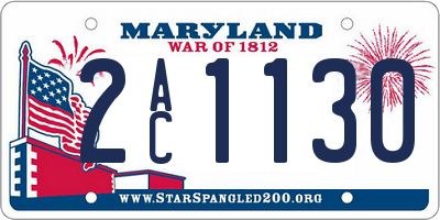 MD license plate 2AC1130