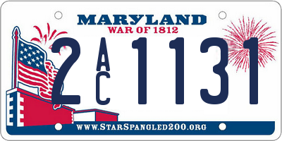 MD license plate 2AC1131
