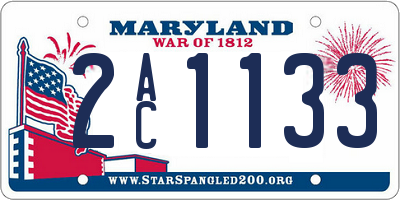 MD license plate 2AC1133
