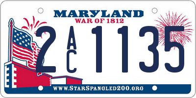 MD license plate 2AC1135