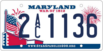 MD license plate 2AC1136