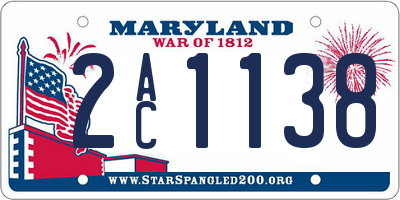 MD license plate 2AC1138