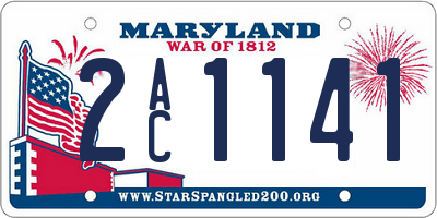 MD license plate 2AC1141