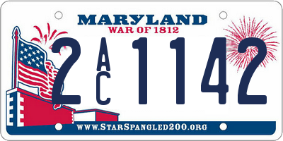 MD license plate 2AC1142