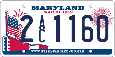 MD license plate 2AC1160