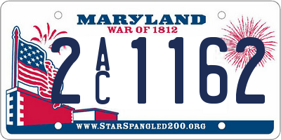 MD license plate 2AC1162