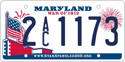 MD license plate 2AC1173