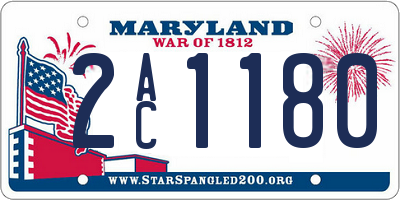 MD license plate 2AC1180
