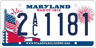 MD license plate 2AC1181