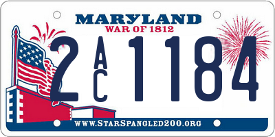 MD license plate 2AC1184