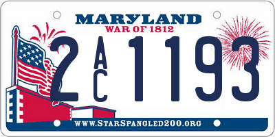 MD license plate 2AC1193