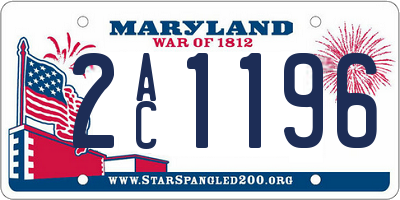 MD license plate 2AC1196