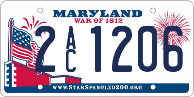 MD license plate 2AC1206