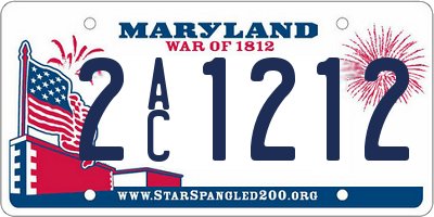 MD license plate 2AC1212