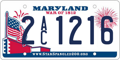 MD license plate 2AC1216