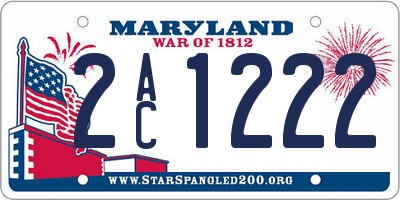 MD license plate 2AC1222