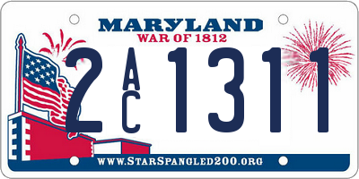 MD license plate 2AC1311