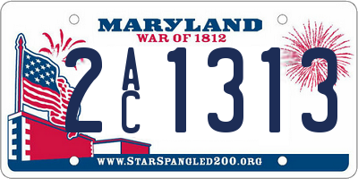 MD license plate 2AC1313