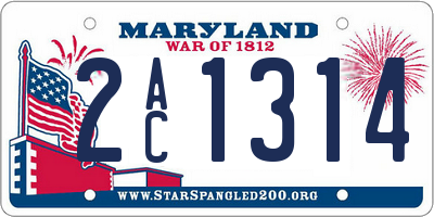 MD license plate 2AC1314
