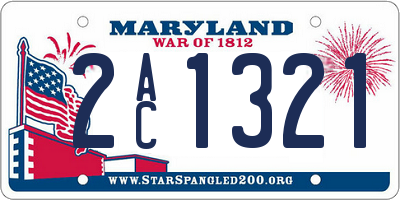 MD license plate 2AC1321