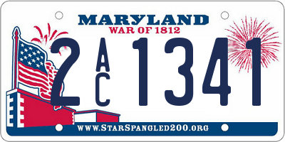 MD license plate 2AC1341