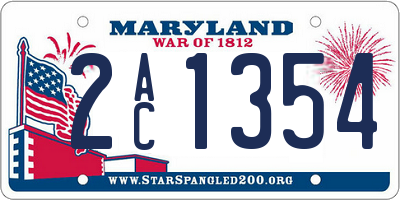 MD license plate 2AC1354