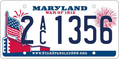 MD license plate 2AC1356