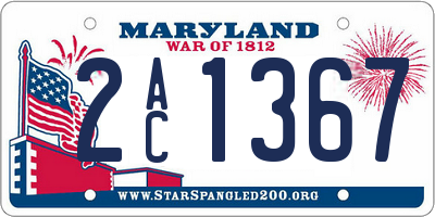 MD license plate 2AC1367