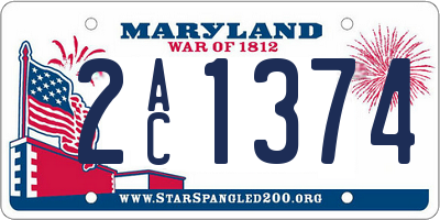 MD license plate 2AC1374