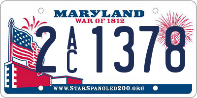 MD license plate 2AC1378