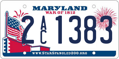 MD license plate 2AC1383
