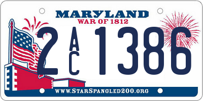 MD license plate 2AC1386