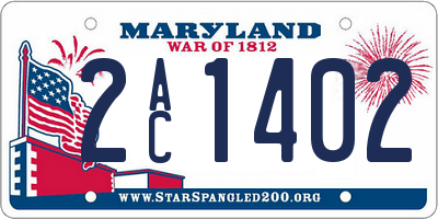 MD license plate 2AC1402