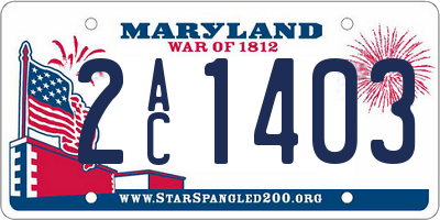 MD license plate 2AC1403