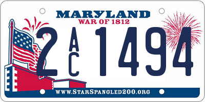 MD license plate 2AC1494