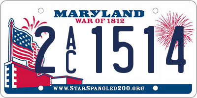 MD license plate 2AC1514