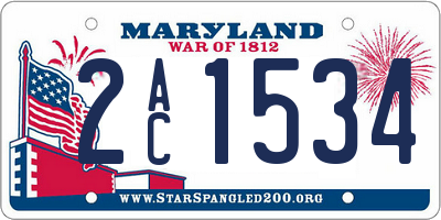 MD license plate 2AC1534