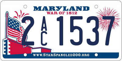 MD license plate 2AC1537
