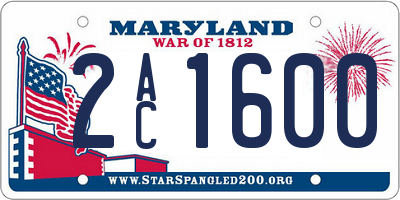 MD license plate 2AC1600