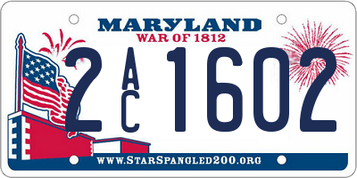 MD license plate 2AC1602