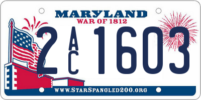 MD license plate 2AC1603