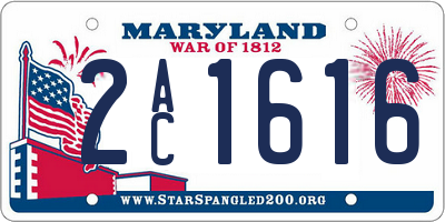 MD license plate 2AC1616
