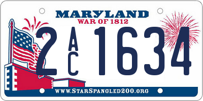 MD license plate 2AC1634