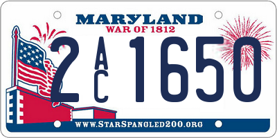 MD license plate 2AC1650